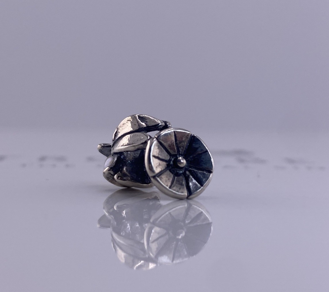 Trollbeads Bindweed of September Bead Pearl Sterling Silver Flower Charm New
