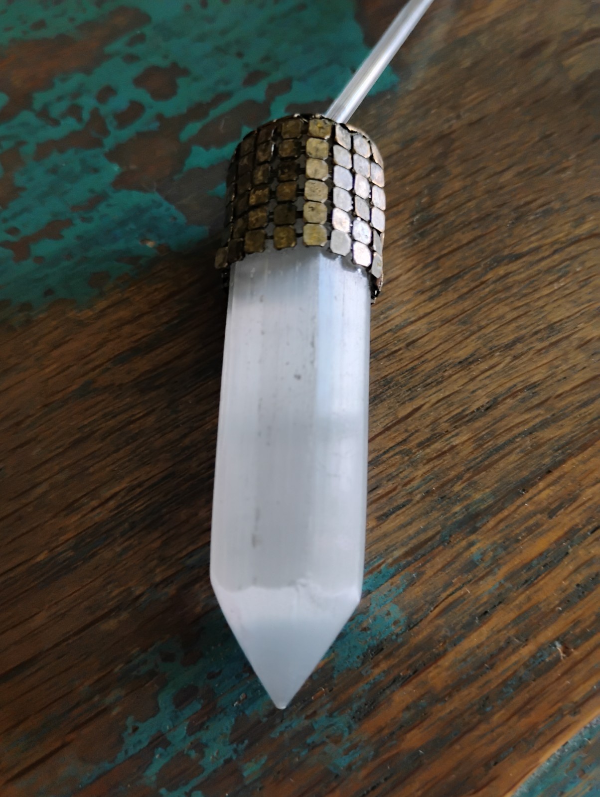 Gorgeous Polished Selenite Assemblage Necklace Vintage Mercury Glass Beads