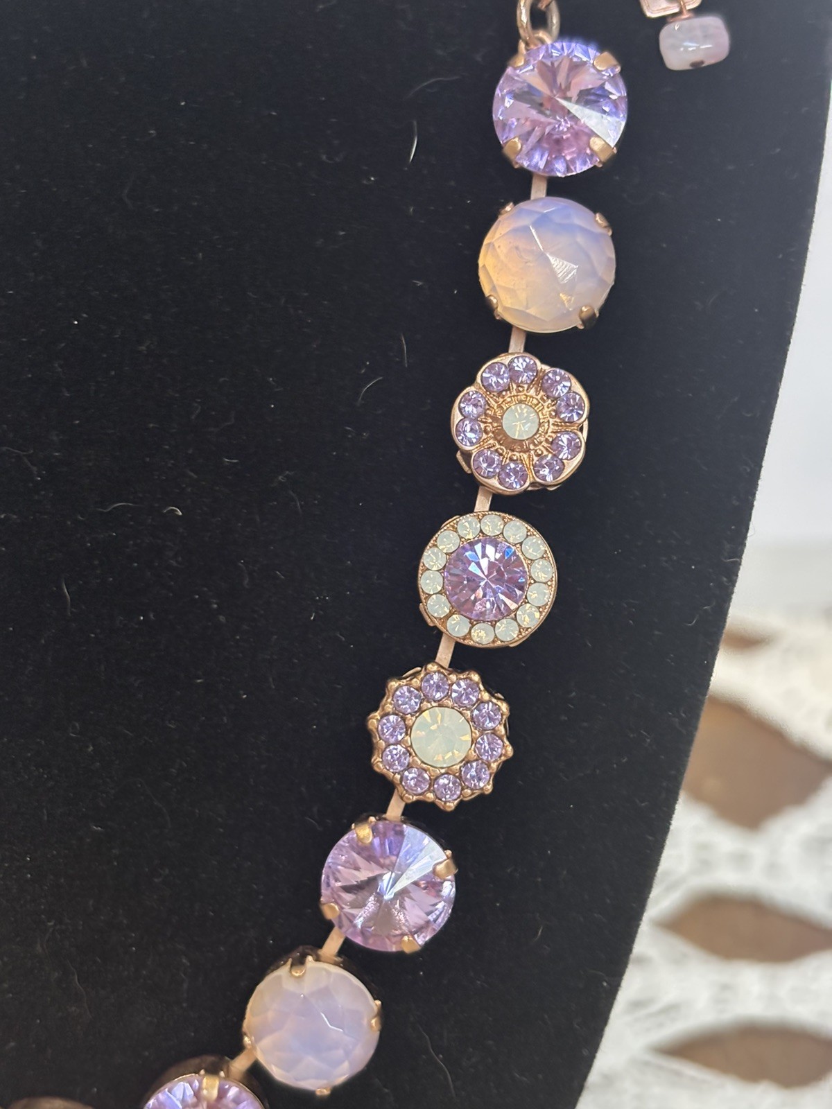 Mariana Necklace Austrian Crystal Choker 16” Lavender Hues 16” Gold Plated