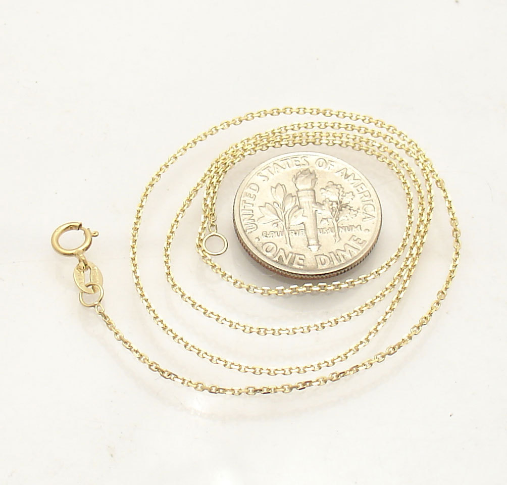 1mm Diamond Cut Faceted Oval Cable Chain Necklace Real Solid 14K Yellow Gold