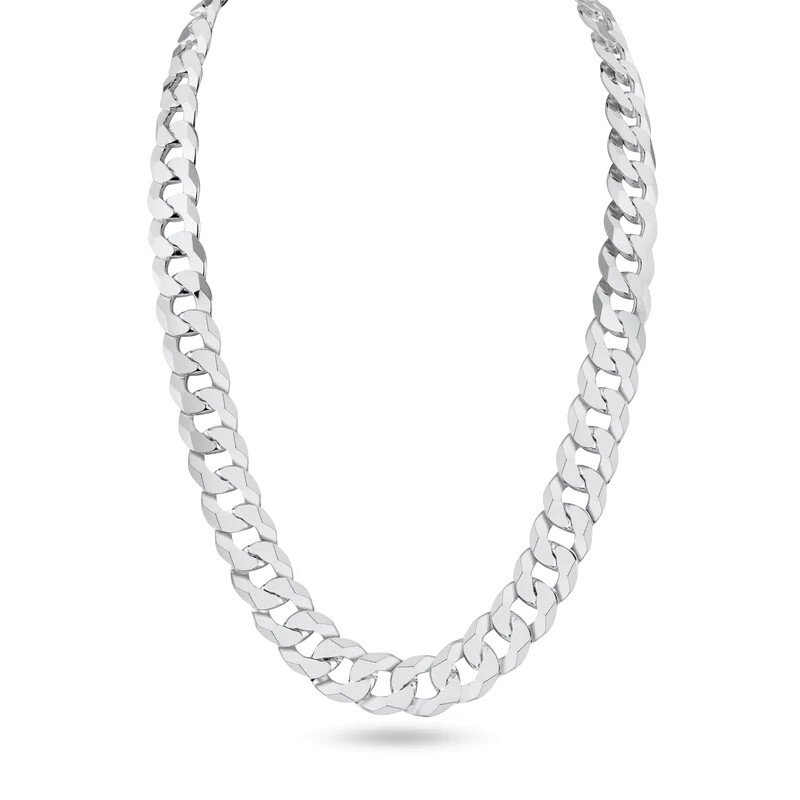 CURB LINK CHAIN NECKLACE 925 STERLING SILVER 10.7MM WIDE HEAVY DUTY LOBSTER CLOS