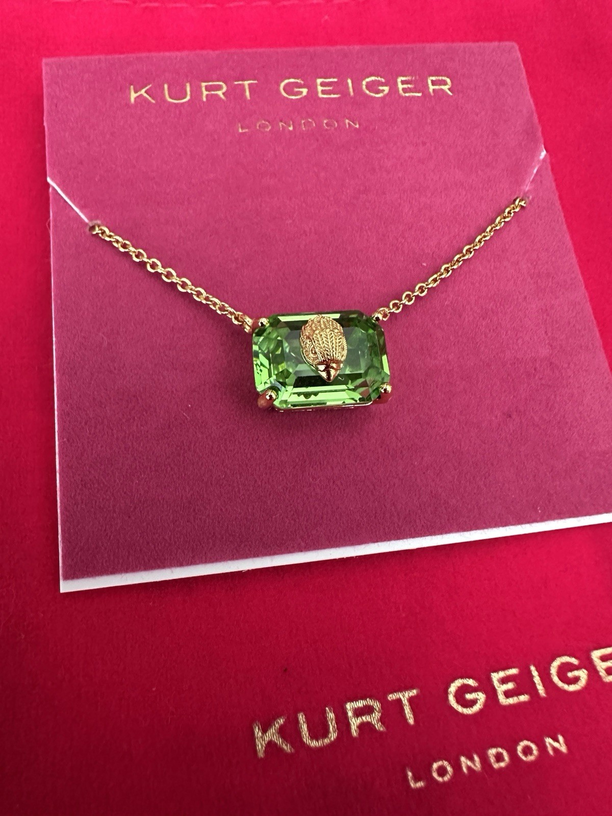 Kurt Geiger Eagle Necklace/ Crystal/ Green