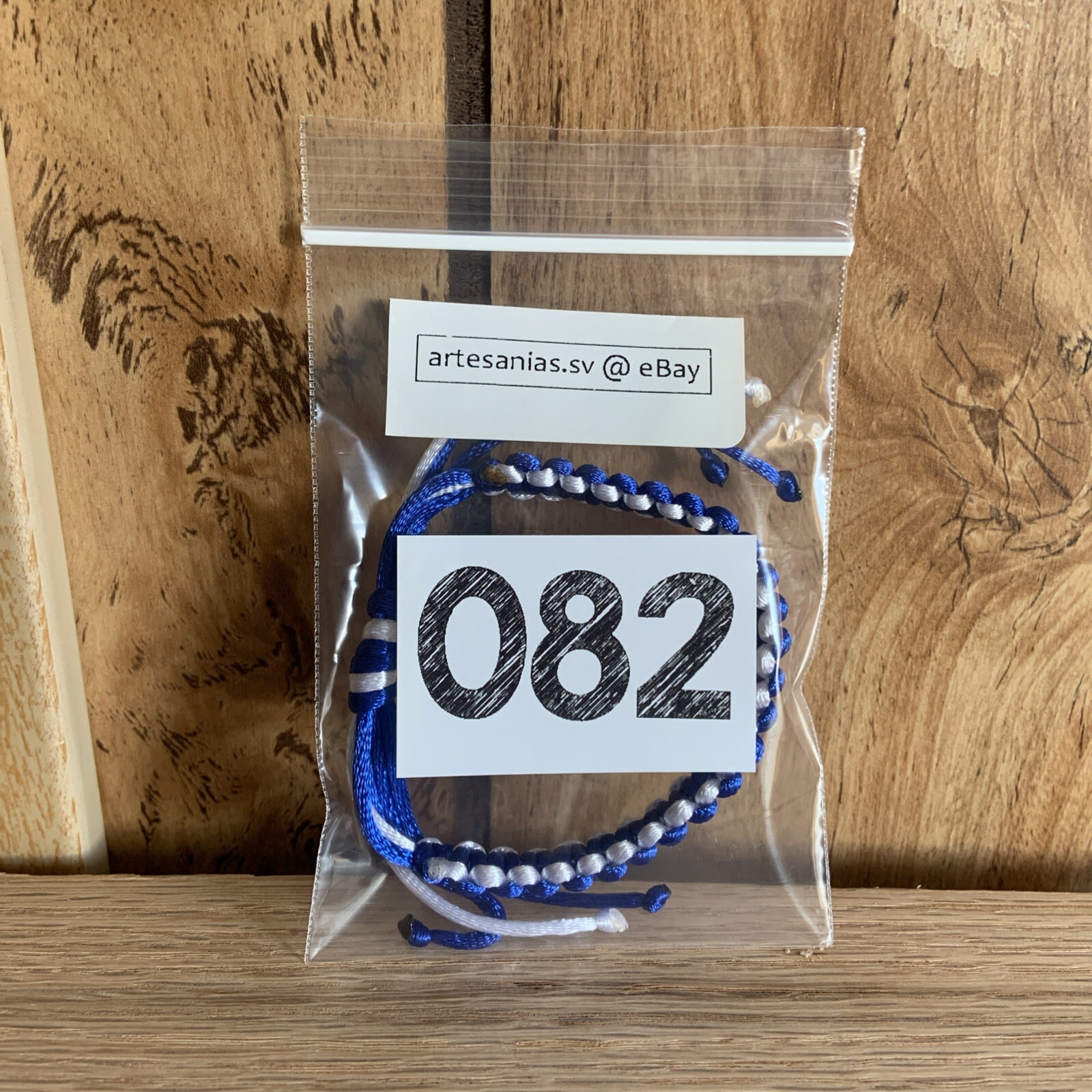 ISRAEL Bracelet BLUE & WHITE צמיד Satin Rattail Cord Shamballa Nylon Macrame (C)