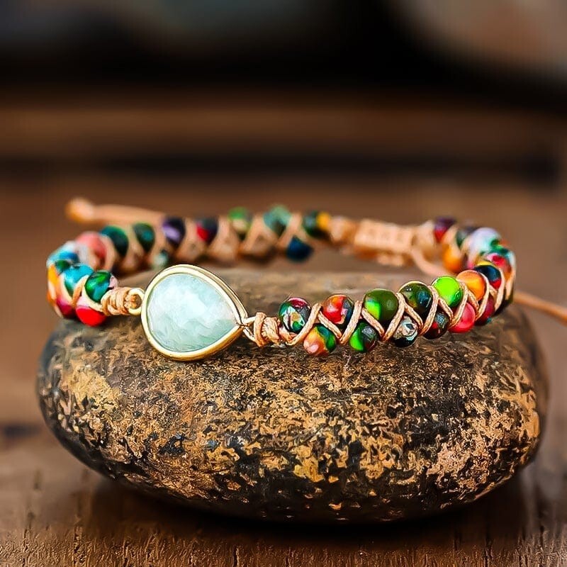 Genuine Amazonite Beaded Handmade Healing Reiki Chakra Boho Women Bracelet Gifts