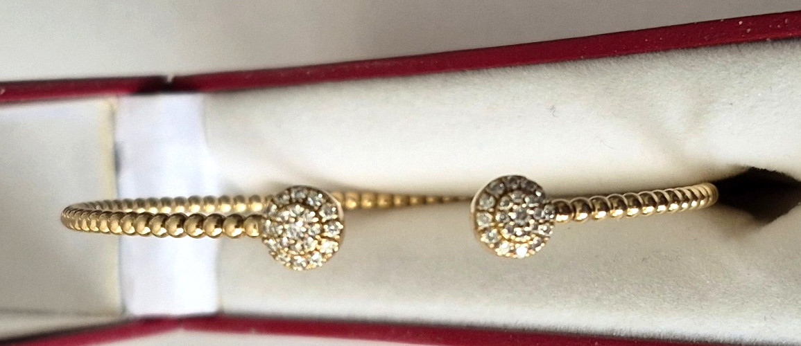 Gabriel & Co. 14K Diamond & Bujukan Bead Cuff Bracelet