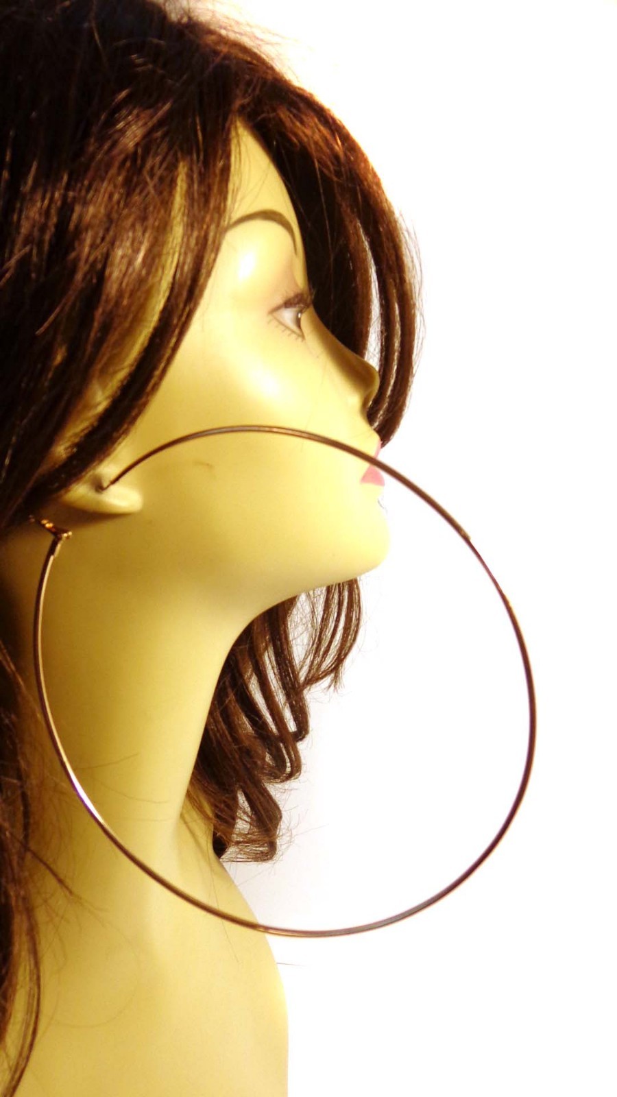 EXTRA LARGE 6 INCH HOOP EARRINGS SIMPLE THIN HOOPS JUMBO SILVER OR GOLD TONE