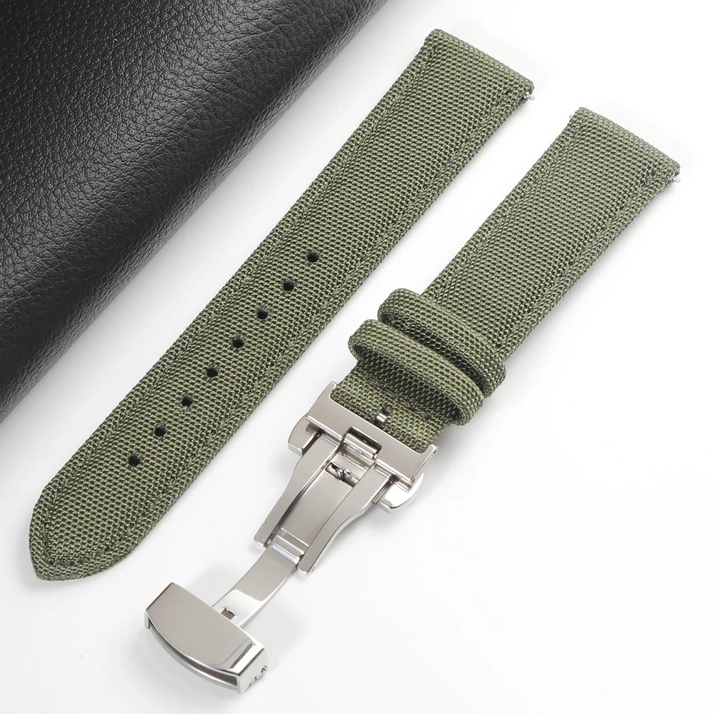 Quick Release Nylon Sailcloth Watch Strap 18mm 20mm 22mm Butterfly Buckle