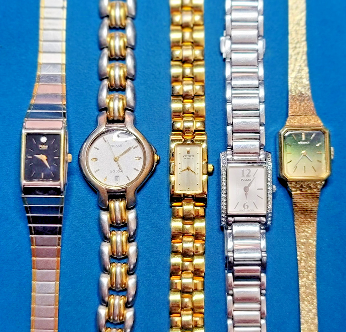 Ladies Quartz Watch Lot (5pcs) – Pulsar, Citizen, Seiko SB4m