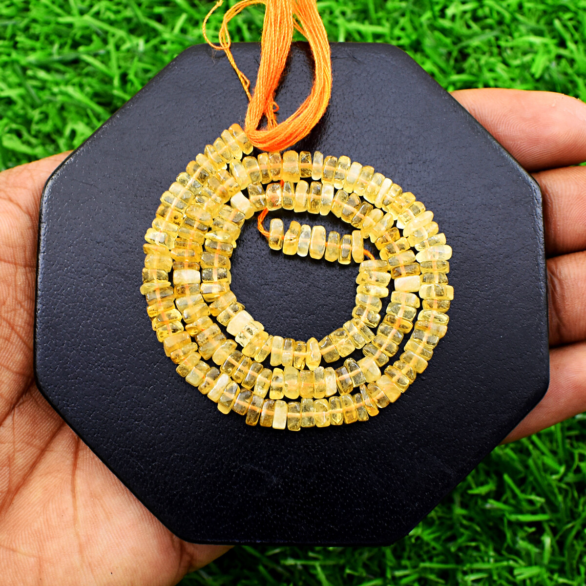 78 Cts / 13 Inches Earth Mined Yellow Citrine Heishi Beads Strand JK-90E316