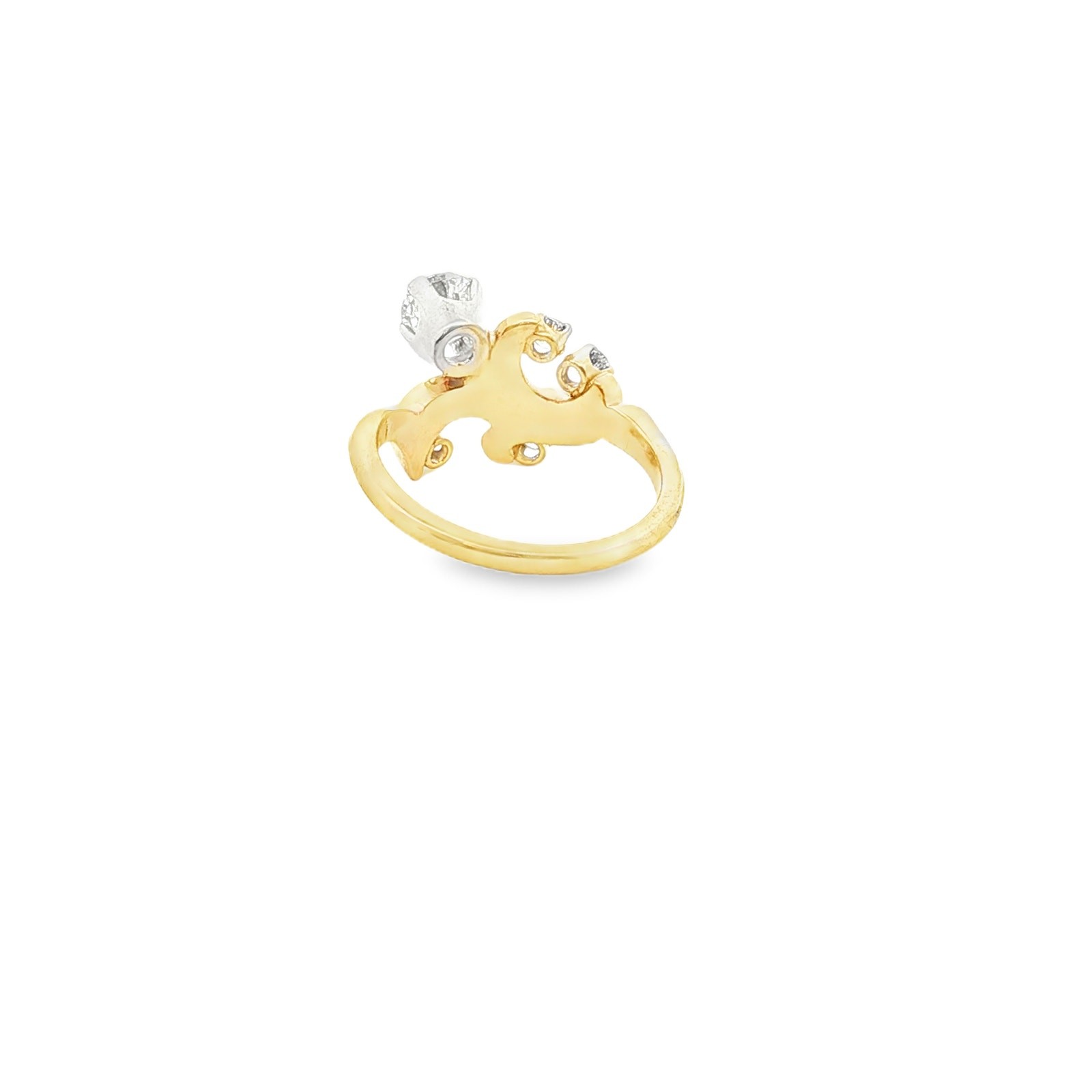 14K Yellow Gold Diamond Swirl Ring 1–1.25 CT Center Size 6.75 Vintage Style
