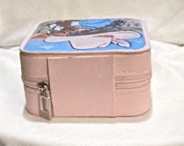 Pink Faux Leather Zipper Jewelry Box w/ Mirror, Velvet Lined, Cowgirl Western