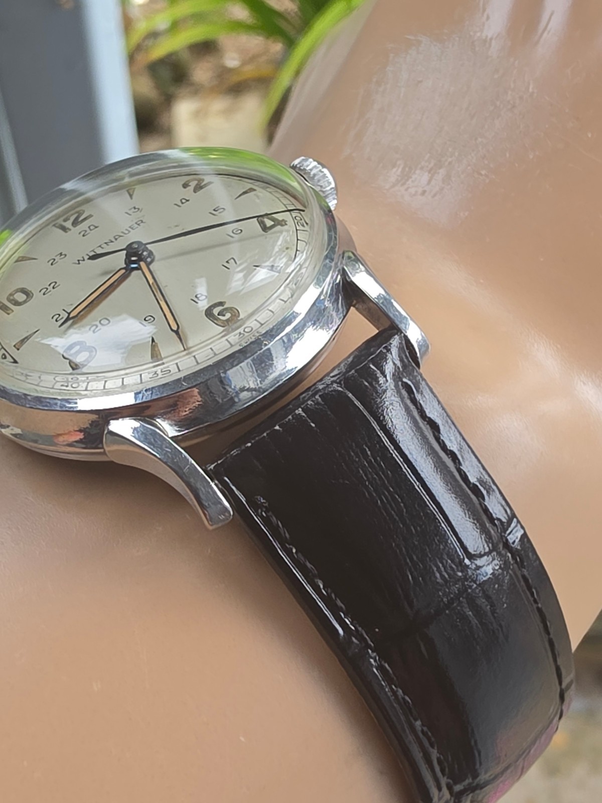 Vintage WITTNAUER men’s manual wind watch Military Style 24H dial 1950s