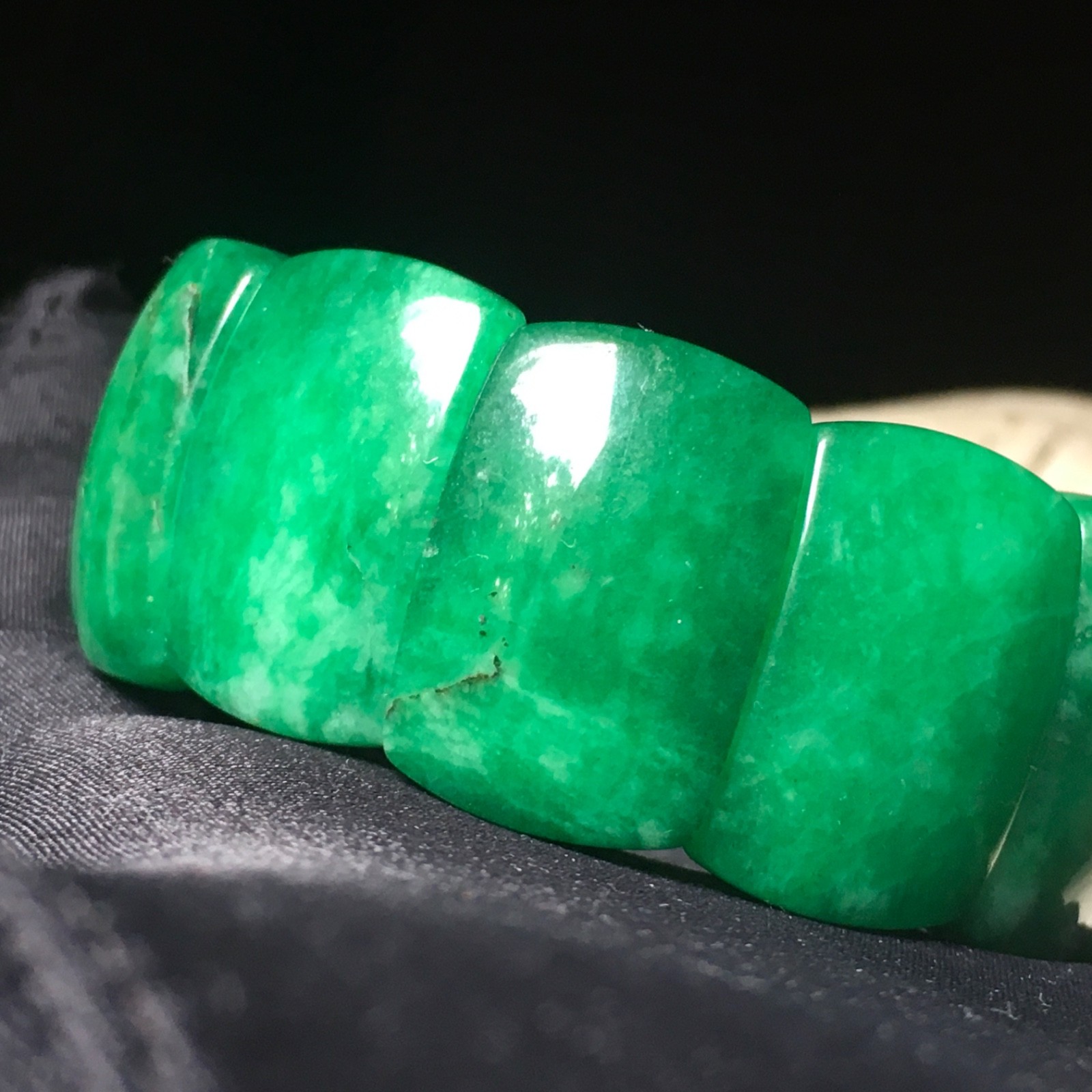Rectangle double string natural green Jade Bracelet unisex