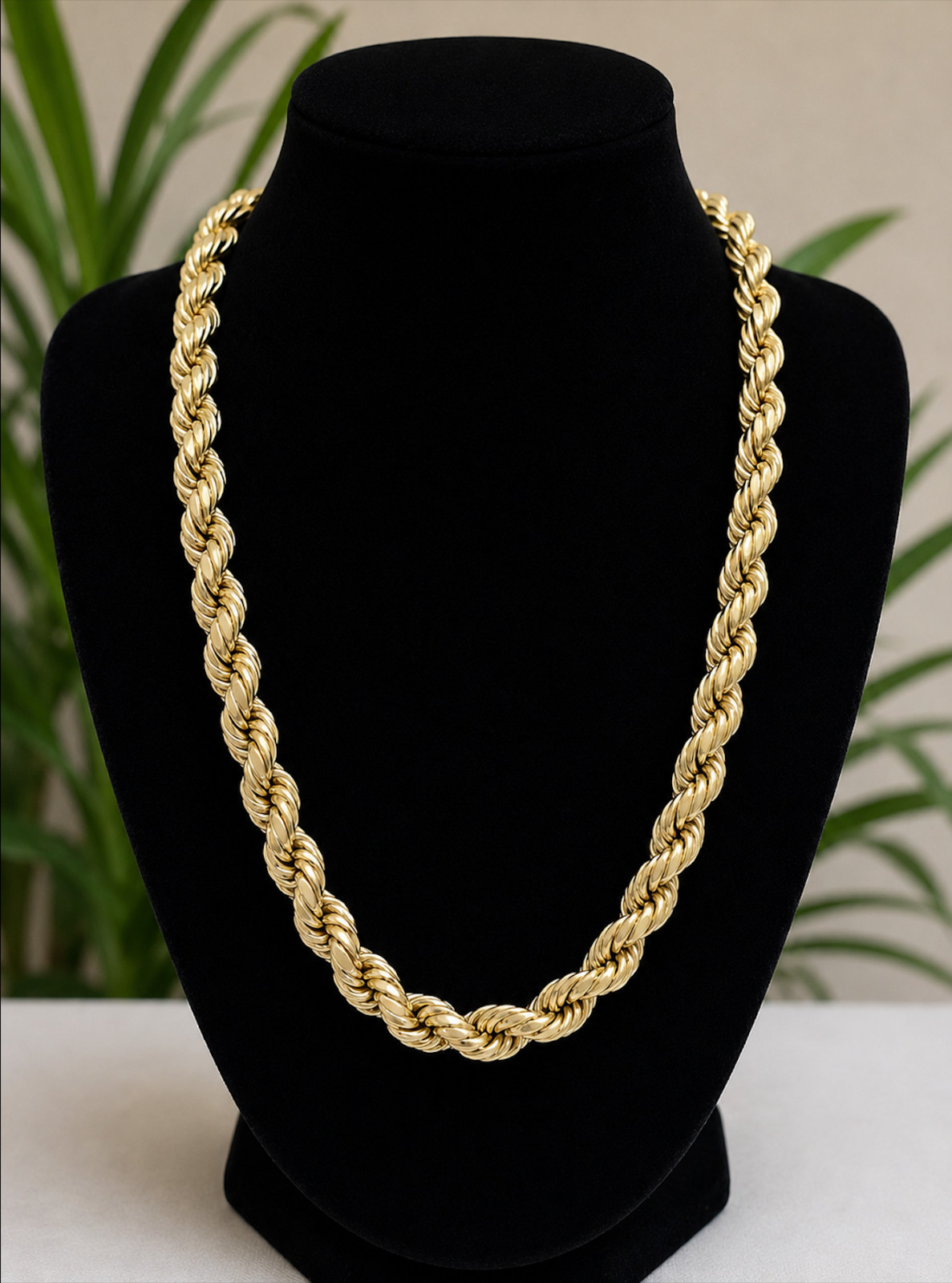 REAL 10K Yellow Gold Rope Chain Necklace 8mm 22″ Inc Diamond Cut Men Women Gift