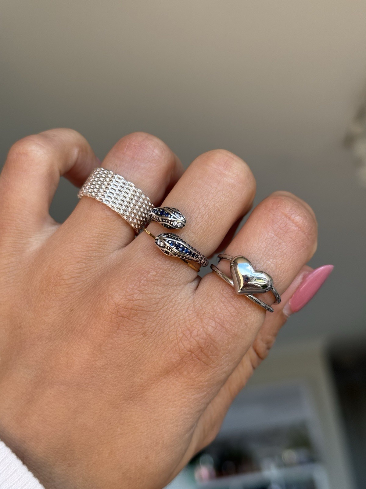 ✨ silver mesh chain ring 925 stamped size 6 ✨