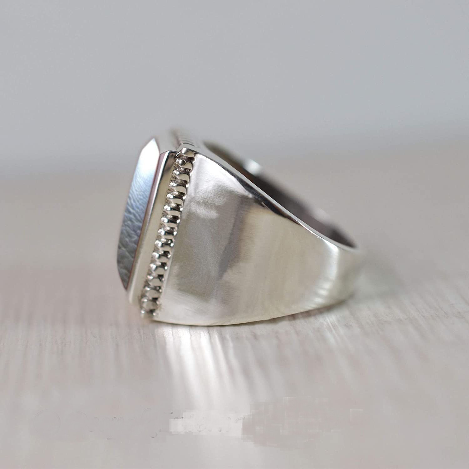 Solid 925 Sterling Silver Natural Black Hematite Gemstone Gift Men’s Unisex Ring