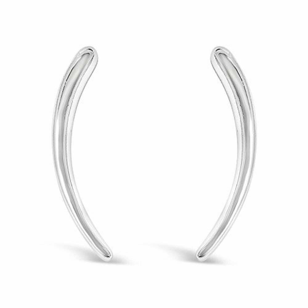 925 Sterling Silver Ear Crawler Cuff Earrings – Ear Climber Jacket Studs in…