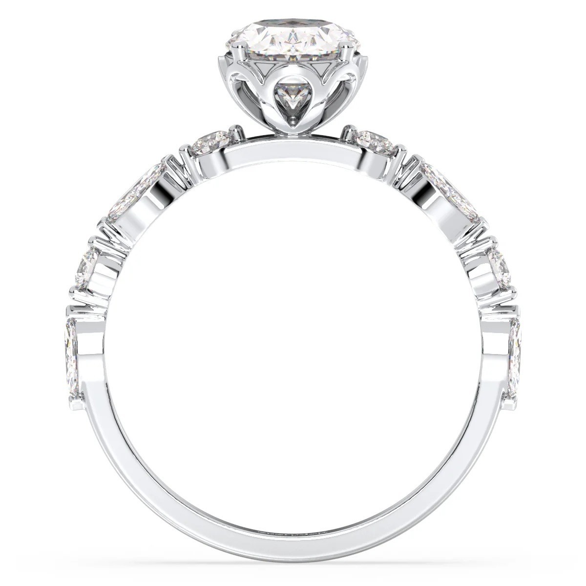 EF-VS1 1 2 3 CT Oval & Marquise Lab Grown Diamond Engagement Ring 14k Gold