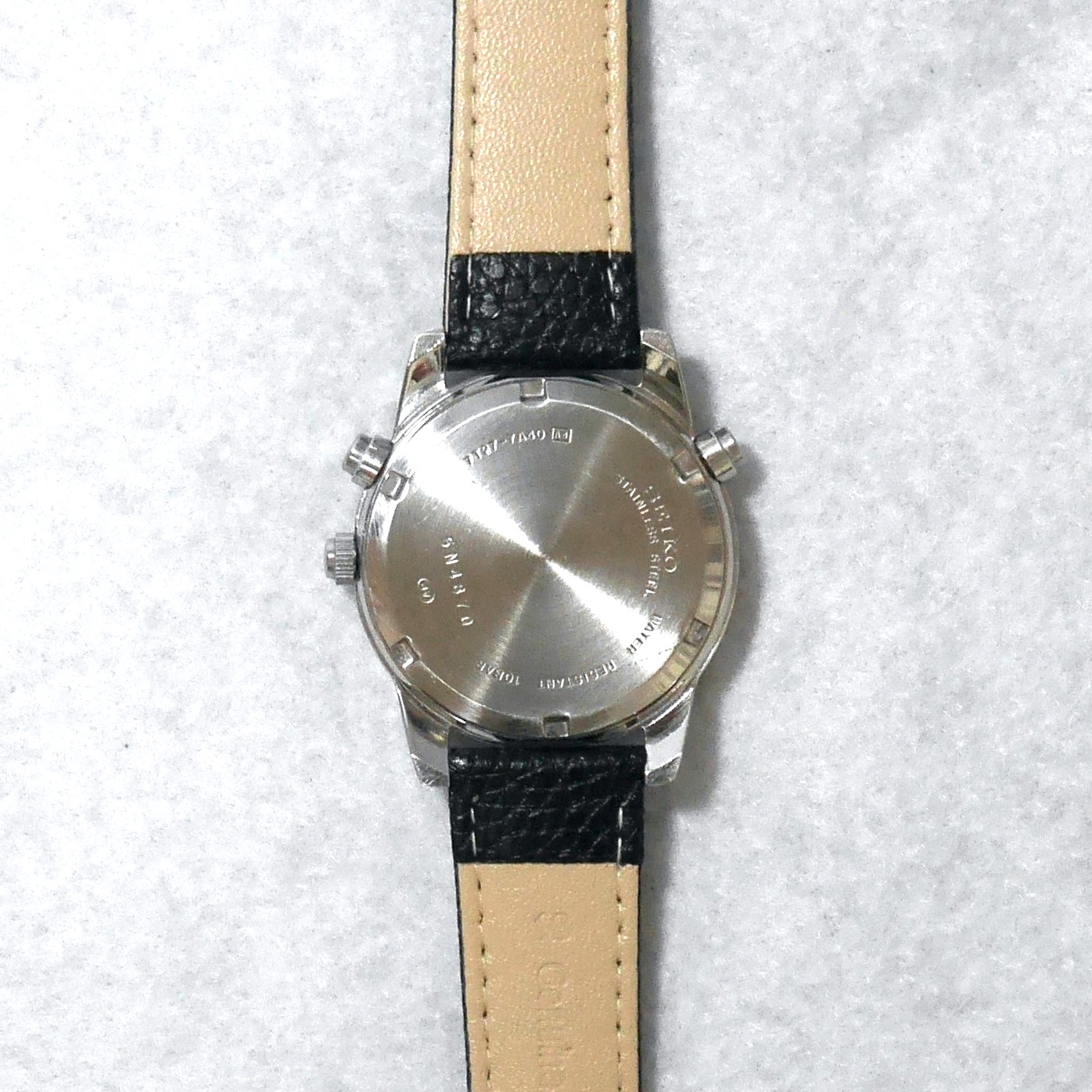 SEIKO SUS Military Watch 7T27 1995 White Pilot Chronograph Date indicator Japan