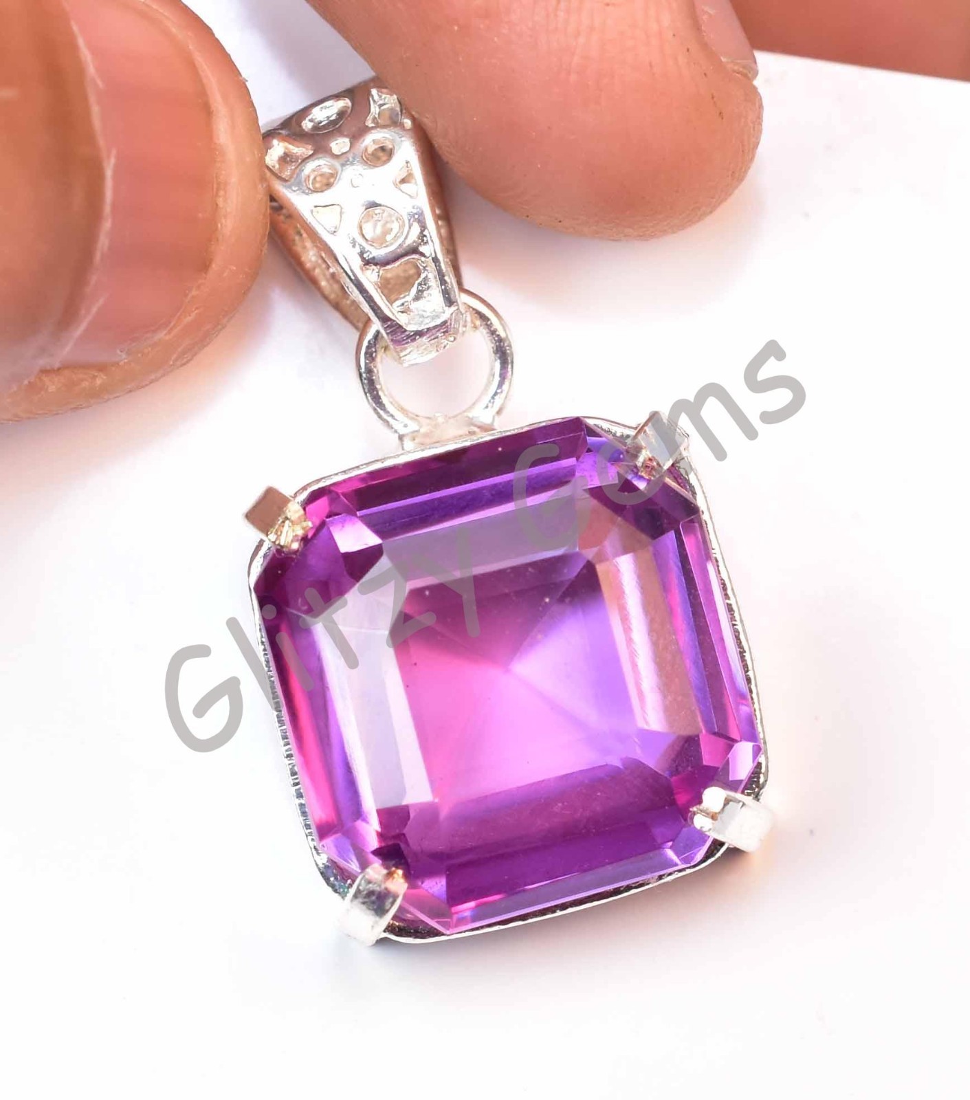 42.90 Ct Natural Boysenberry Sapphire 925 Sterling Silver Pendant Certified