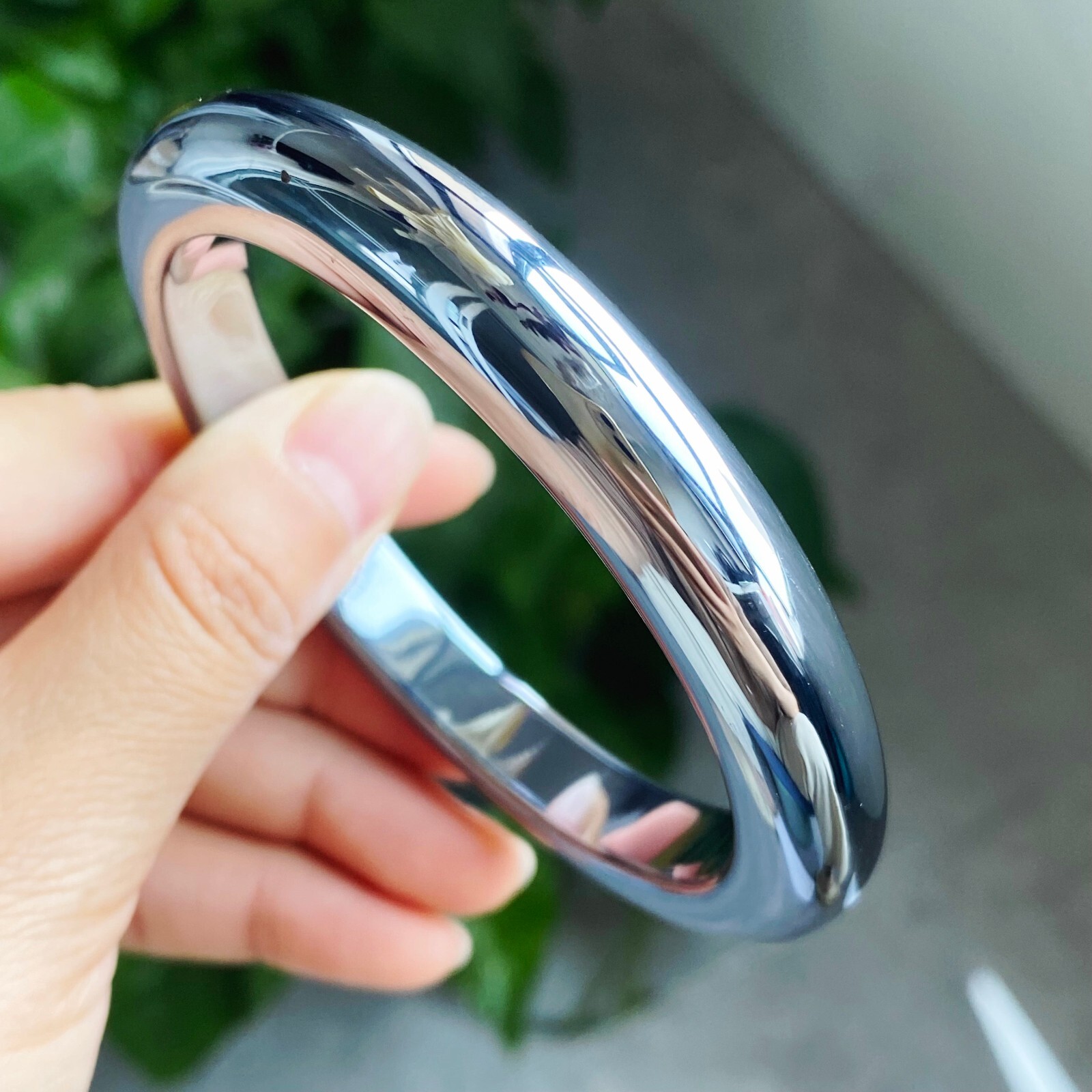 63.5mm Natural White Terahertz Wave Gemstone Bangle AAAA