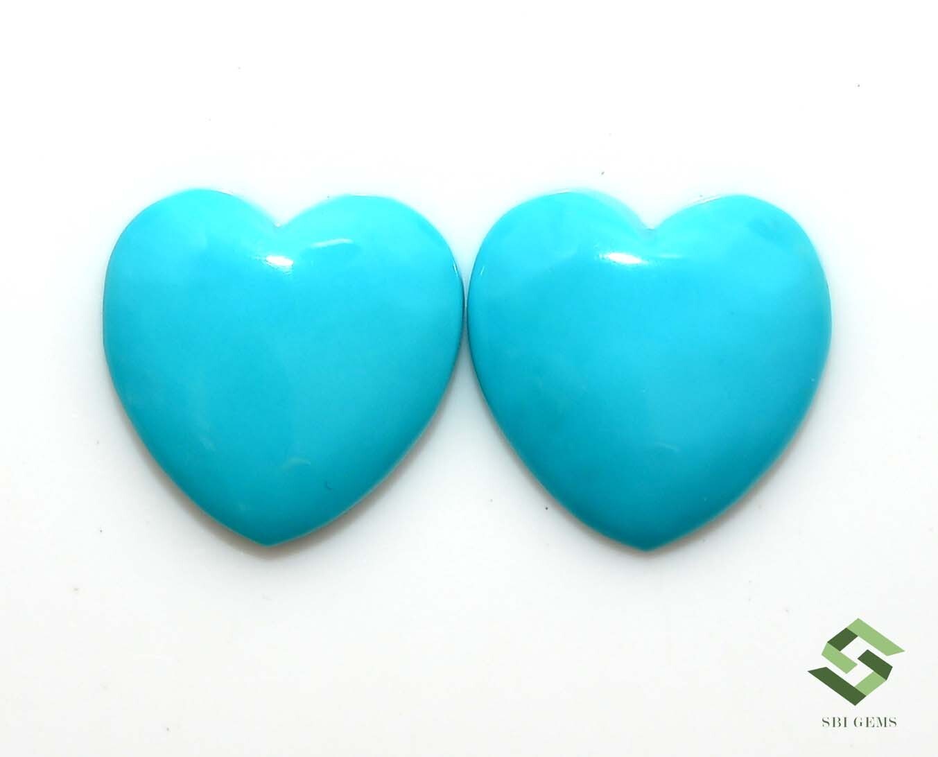 12×12 mm Natural Turquoise Heart Shape Cabochon Pair 6.81 CTS Loose Gemstones