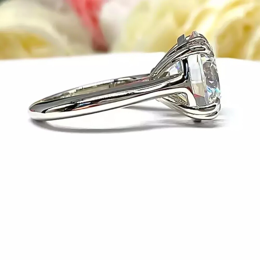 6.65 Ct Certified Round Cut White Diamond Solitaire Ring 925 Sterling Silver