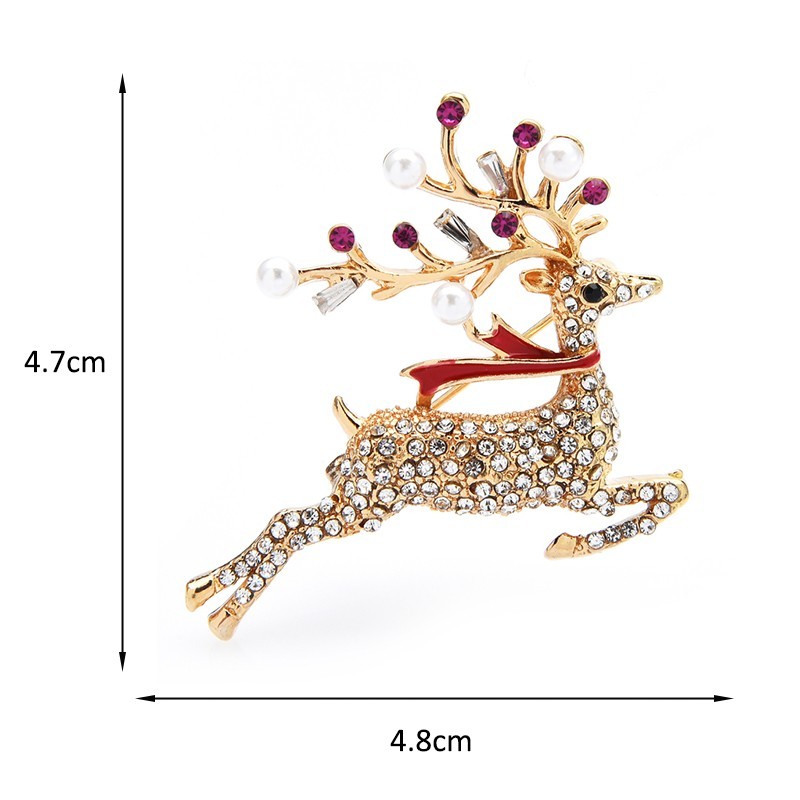 Pin Christmas Reindeer Brooch Gold Tone Pin