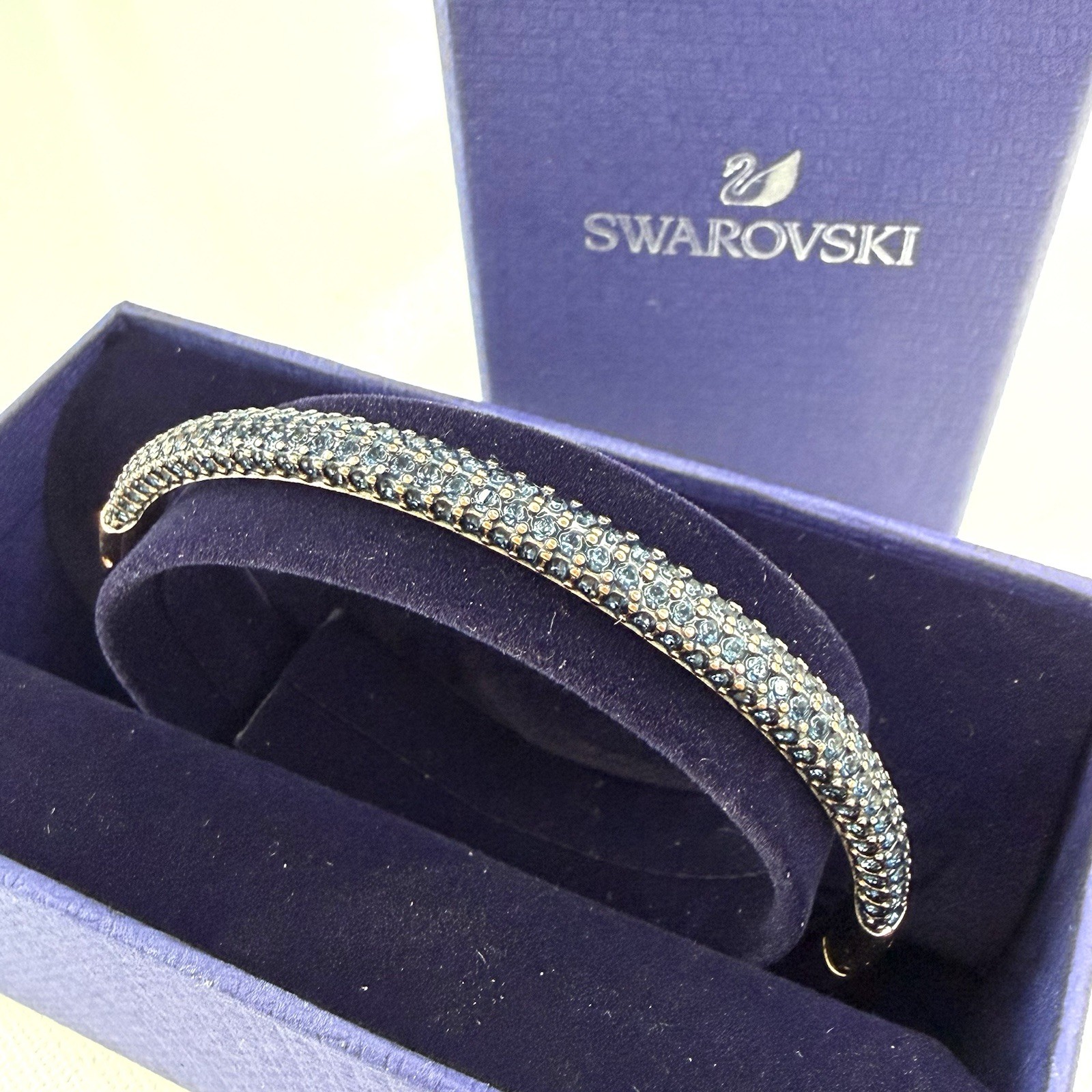 Swarovski Sublima Bangle Size Medium Bracelet Navy Crystals Rose Gold Plated