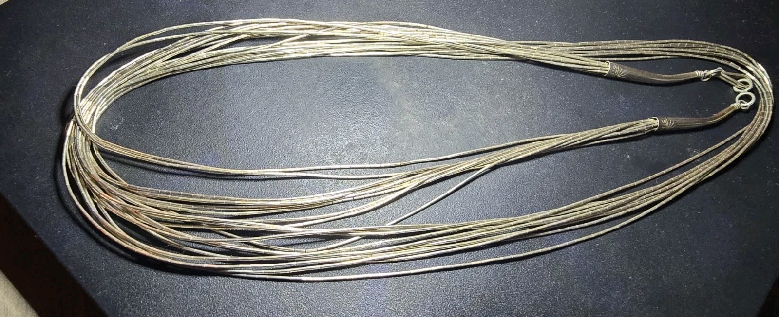 Vtg 925 Sterling Silver 10 Multi-Strand Liquid Chain Necklace 30 Inches 16.5 g
