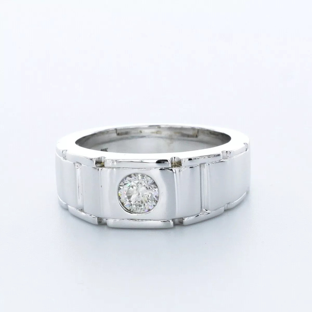 Single Stone Mens Ring 14K Gold Classic 0.50 Carat Round Natural Diamond G VS2