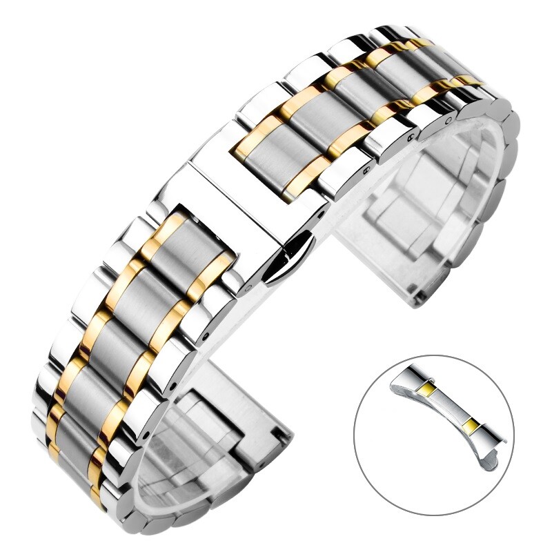 20/21/22mm Metal Watch Strap Stainless Steel Band Bracelet w Butterfly Buckle