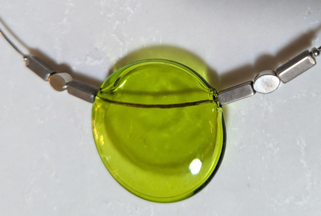 Murano Glass Circular Bubble on a Sterling Memory Wire Choker Necklace-12 cm