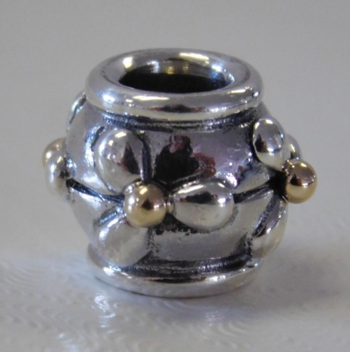PANDORA | 14K GOLD SS 3 PETAL TIVOLI FLOWER CHARM