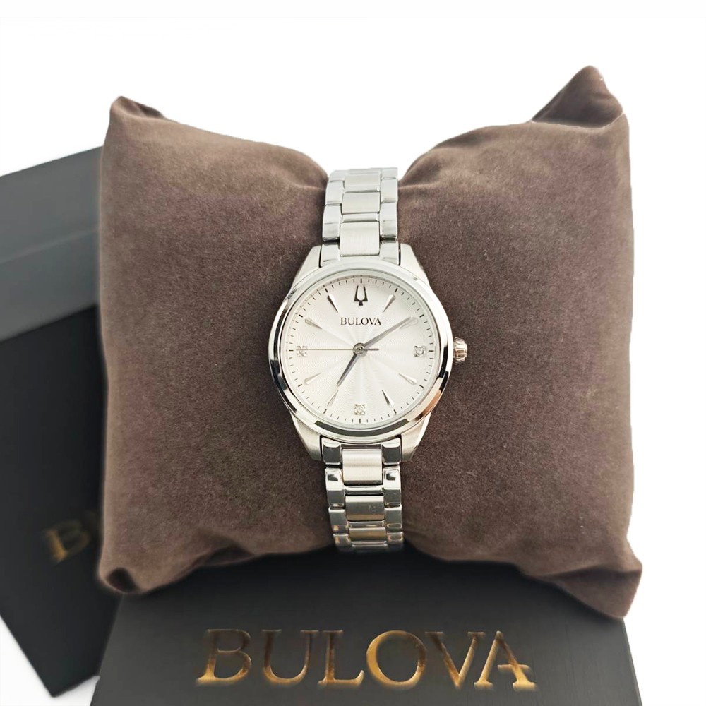 Bulova Sutton 96P219 Women’s Quartz Diamond White Dial 28mm Watch New With Box