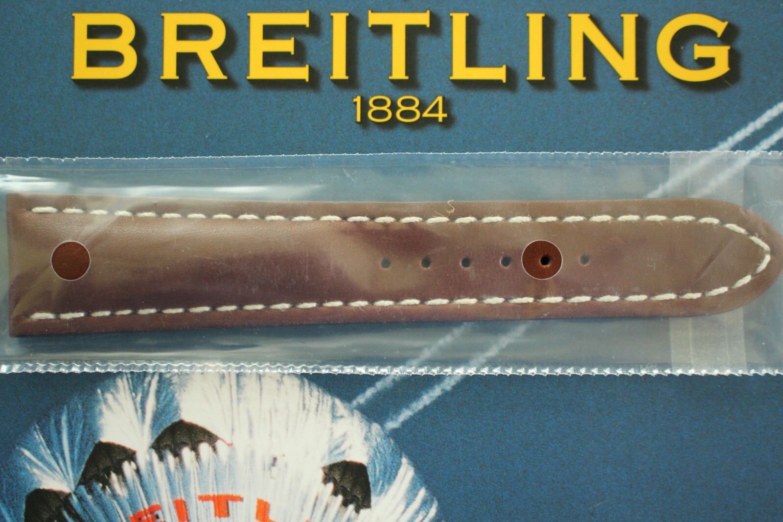 BREITLING 443X 24-20 BROWN DELUXE CALF TONGUE BUCKLE WATCH BAND WATCHBAND STRAP
