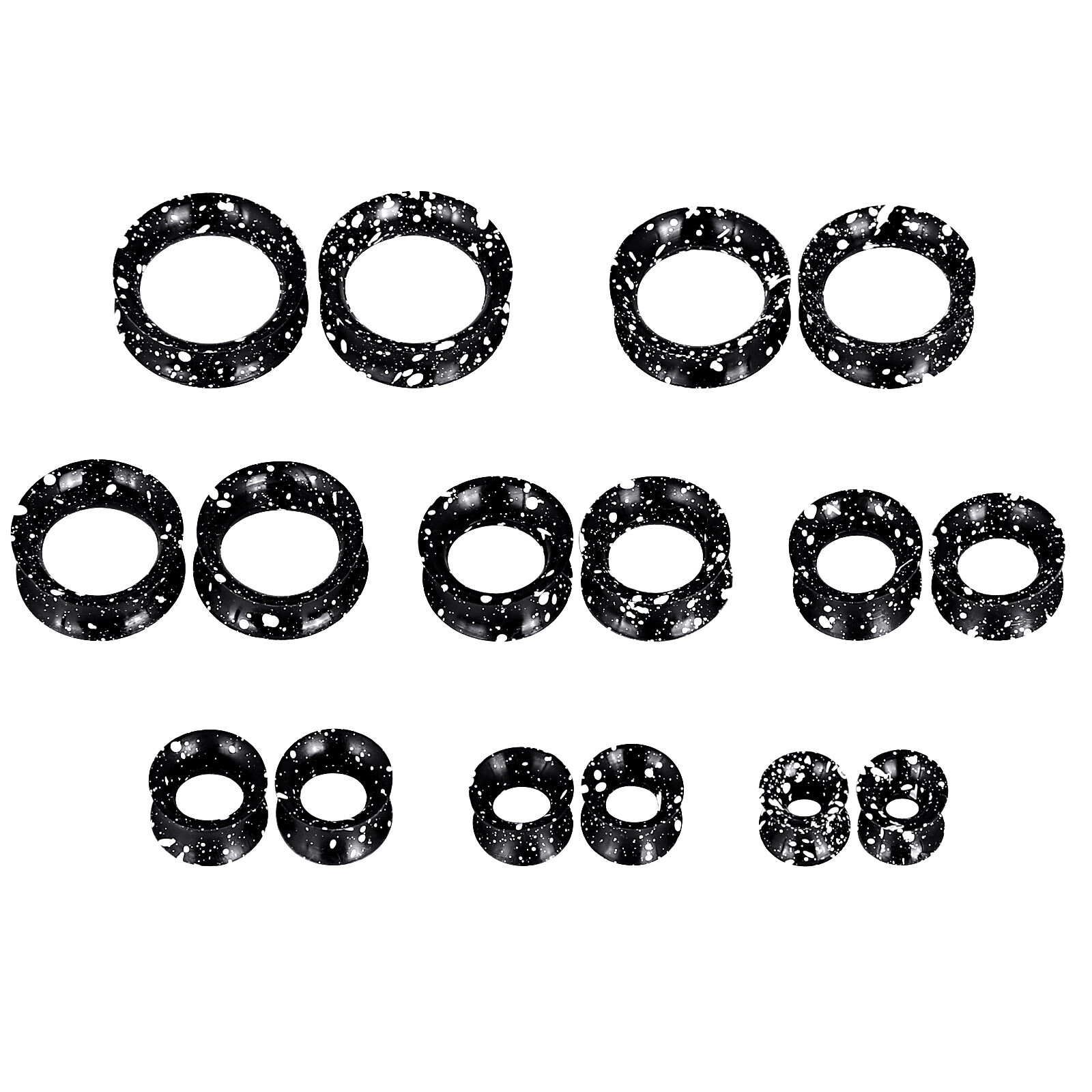 PAIR Black Silicone Ear Tunnels Plugs Double-Flare Flesh Piercing Earskin 2g-1″