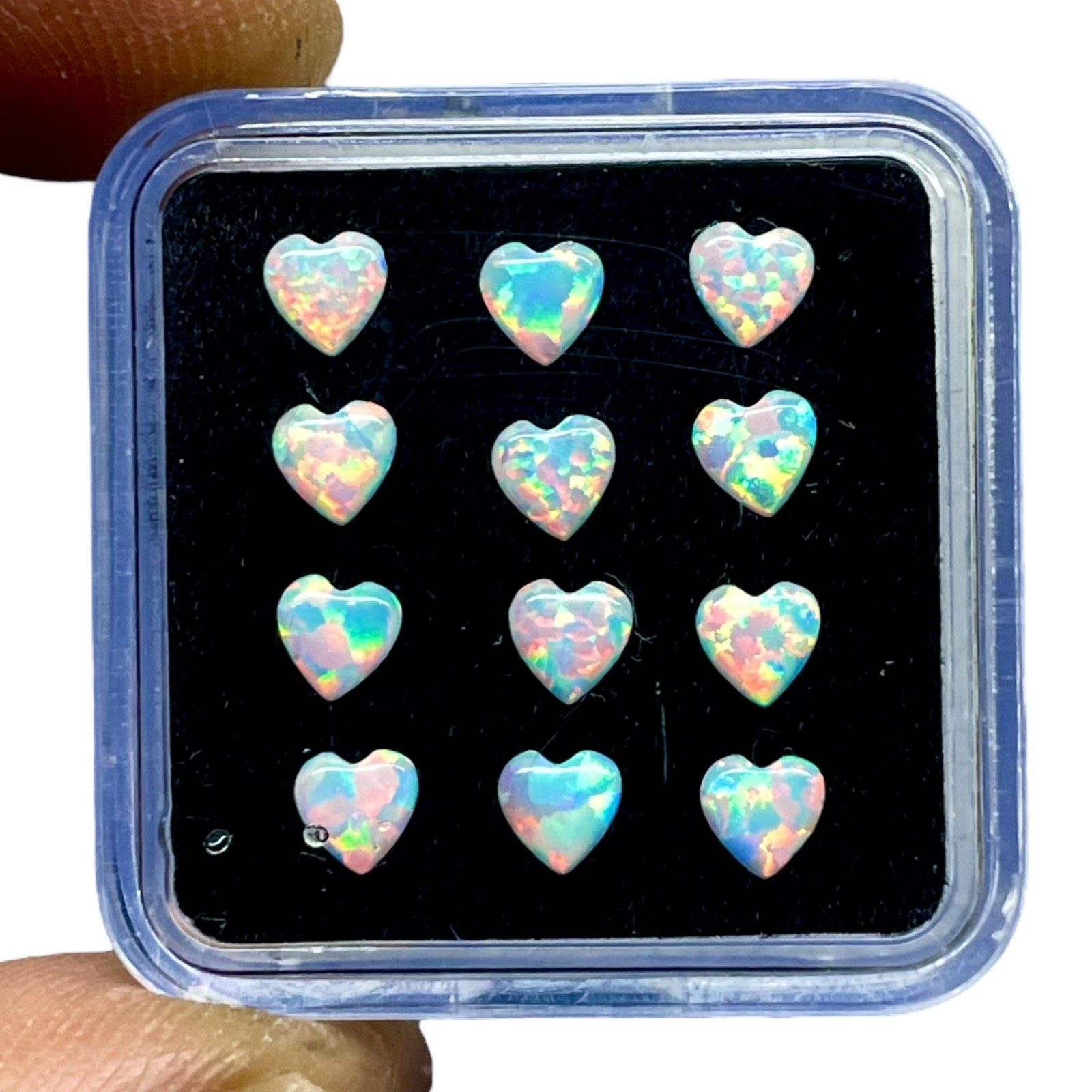 12 Pcs Australian Opal 4mm Heart Cabochon AAA Quality Lab Created Gemstone Lot