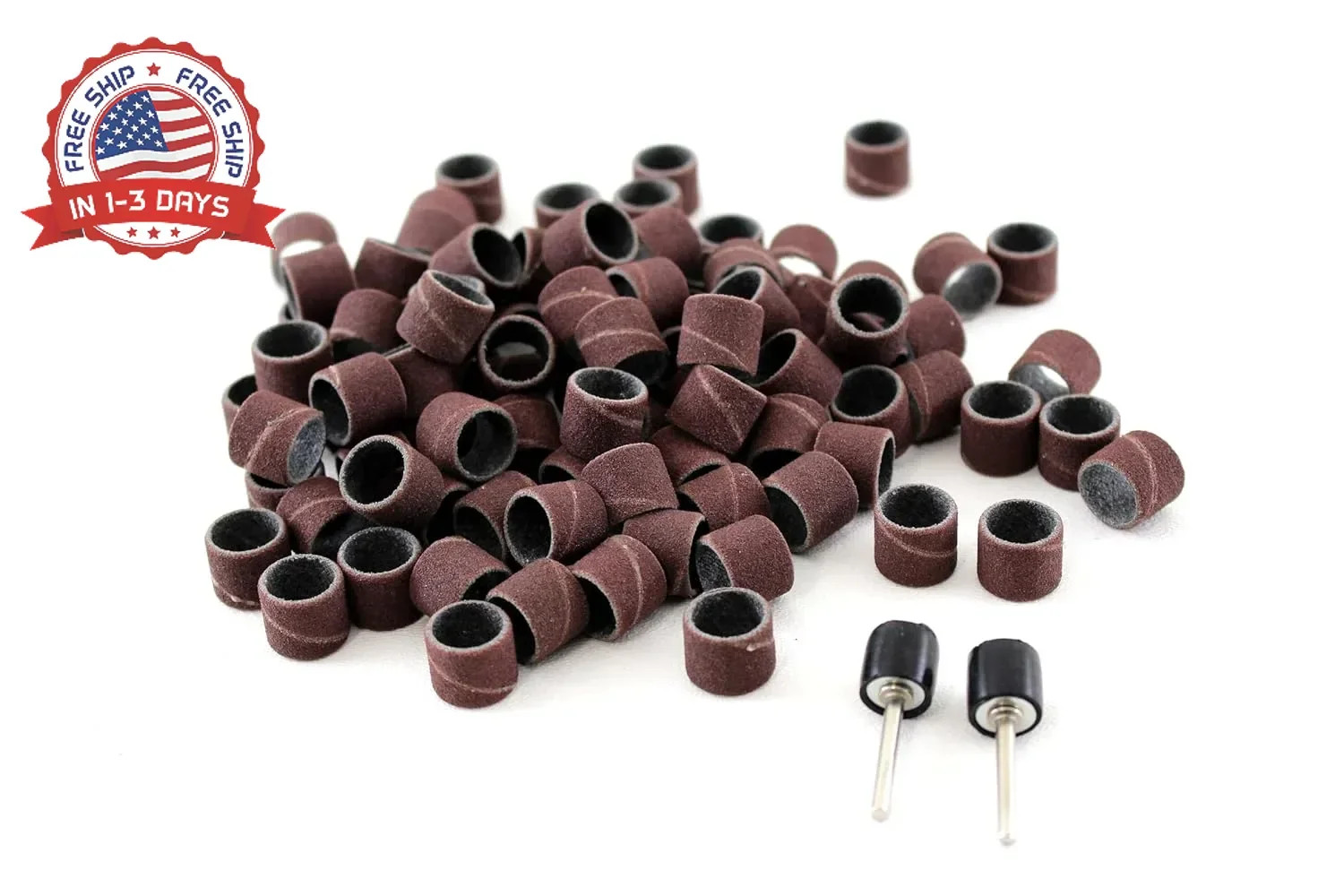 100 pc 1/2 Inch Sand Drum Grit 60 Coarse with 2 pc 1/8 Inch Mandrel for Dre