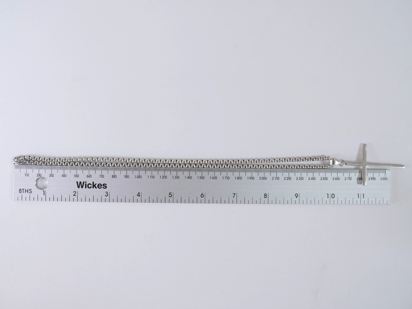 Large 925 Sterling Silver Cross Pendant Belcher Chain Necklace 51cm 22.96g