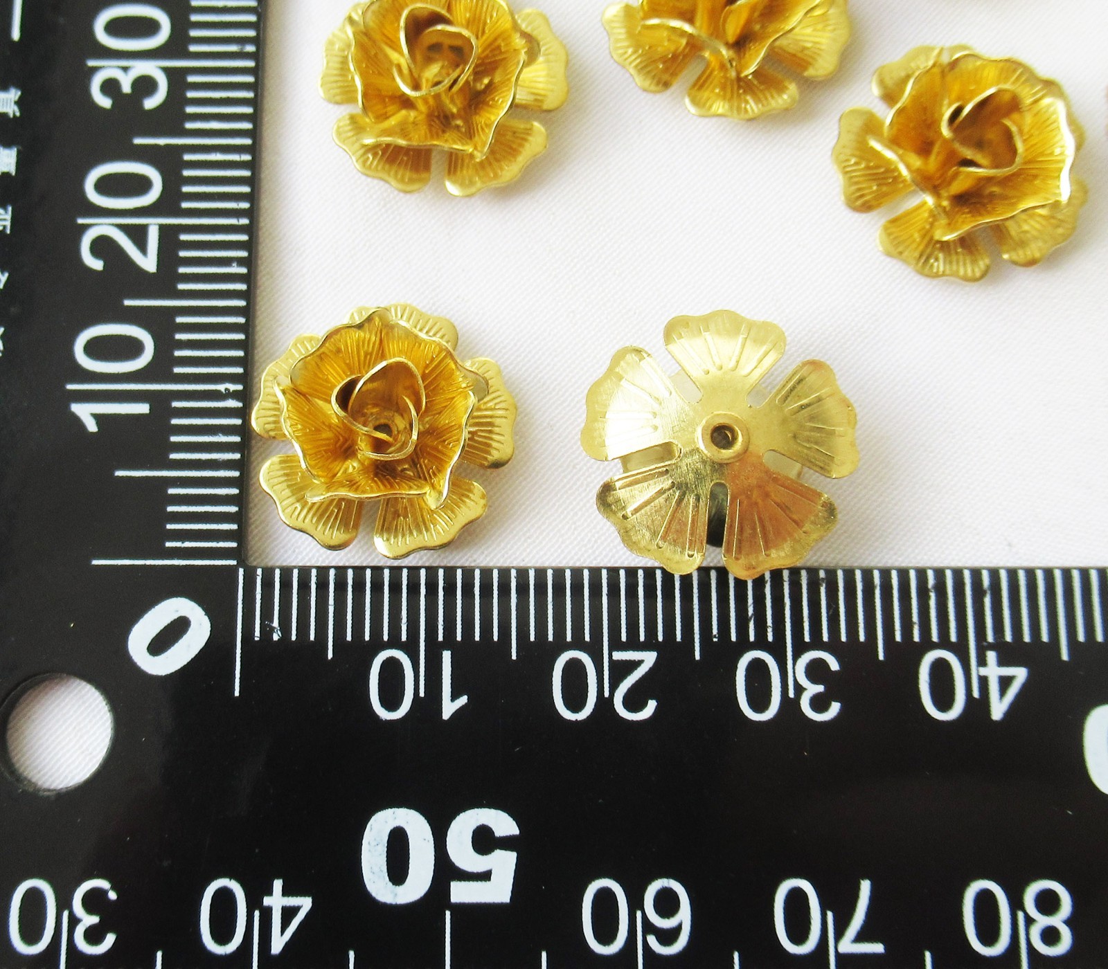 50pcs Peony Rose 15mm Textured Petal Assembled Brass Floral DIY Craft Findings