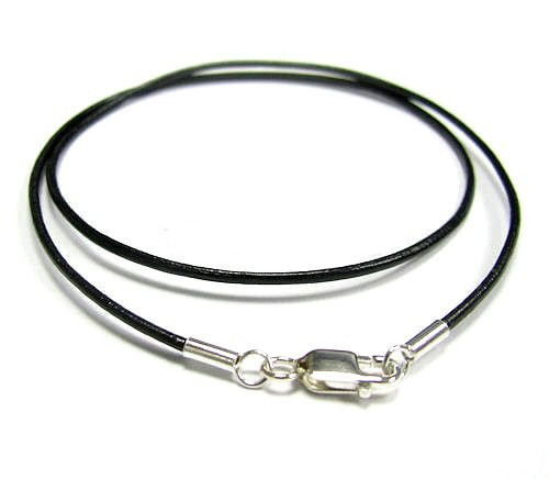 STR Silver Black Genuine Leather 1mm Choker Necklace 16″, 18″, 20″ w/ Lobster