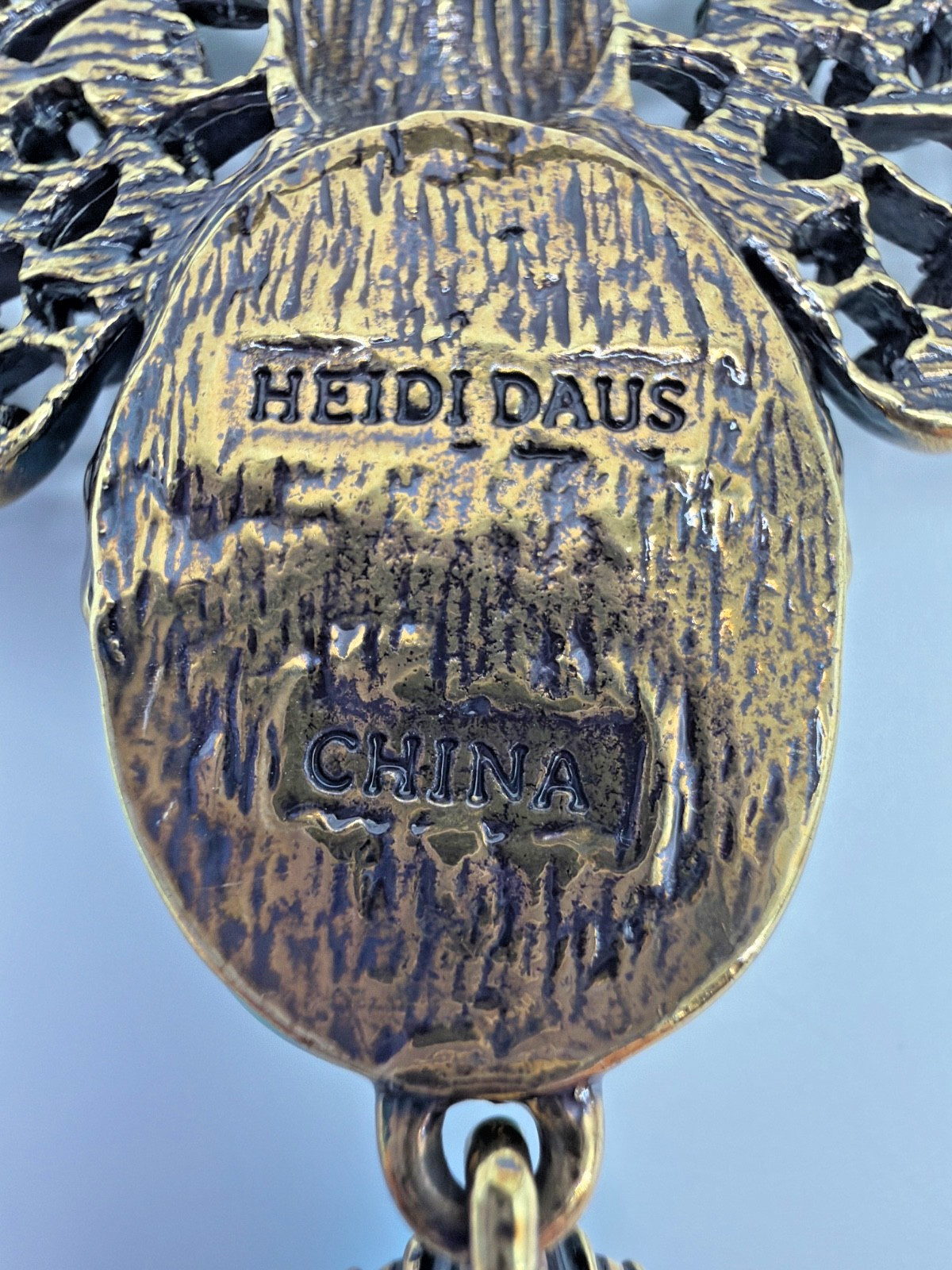 HEIDI DAUS Jeweled Embellished Faux Turquoise Cabochon & Crystal Brooch