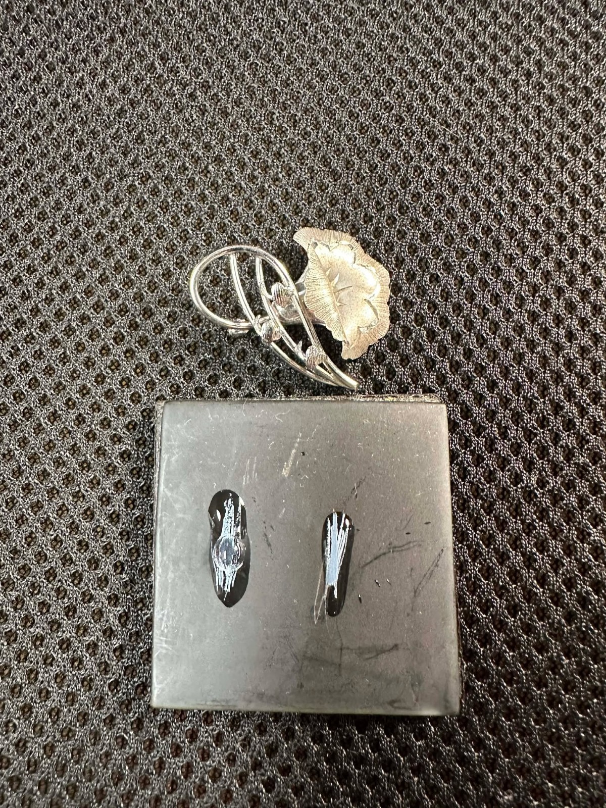 Early/Mid 20th Century Etching. VTG 925 Sterling Silver Brooch. Signed. Tested