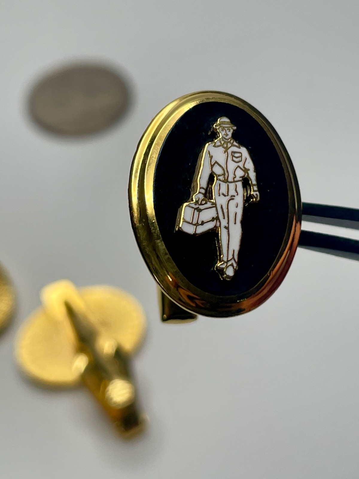 Vintage Salesman or Repairman Cufflink and Tie Bar Set Enamel Kinney Co
