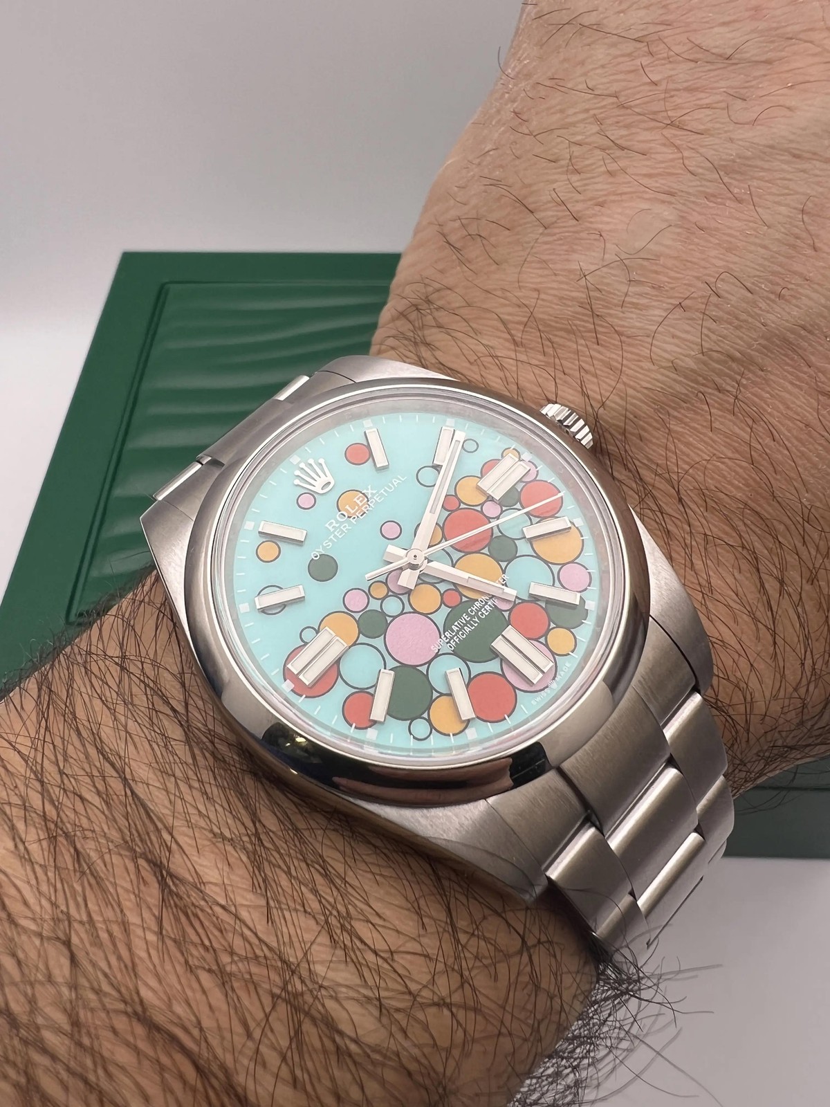 Rolex Oyster Perpetual 39mm 114300 Custom Celebration Dial Box Set (124300 style
