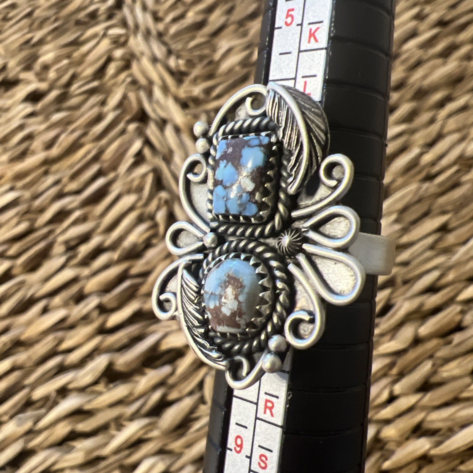 Golden Hills Turquoise Sterling Silver Ring SZ 6.5-7.5 Southwestern Native Style