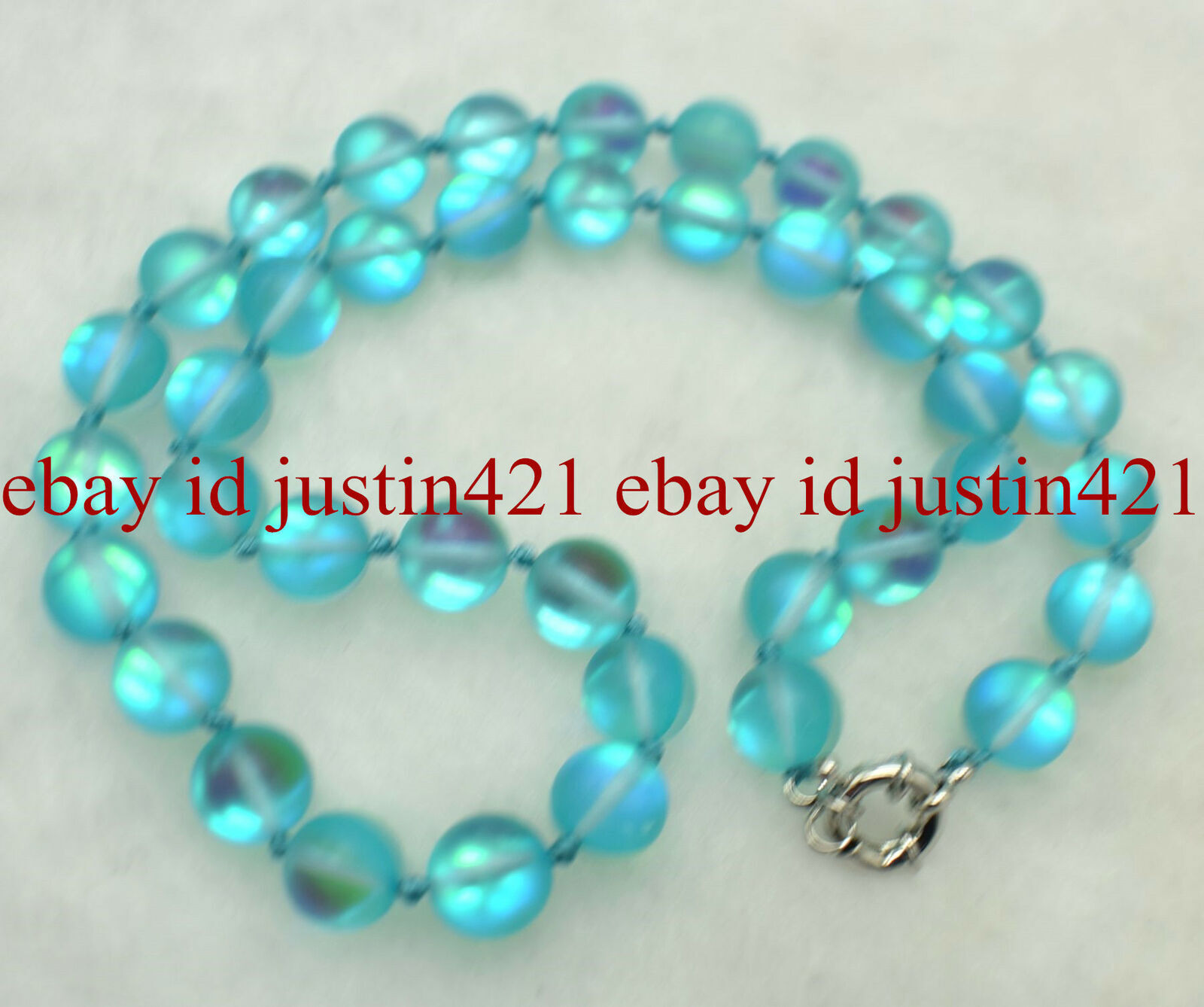 Natural 6/8/10/12mm Blue Gleamy Moonstone Round Gemstone Beads Necklace 18″ AAA