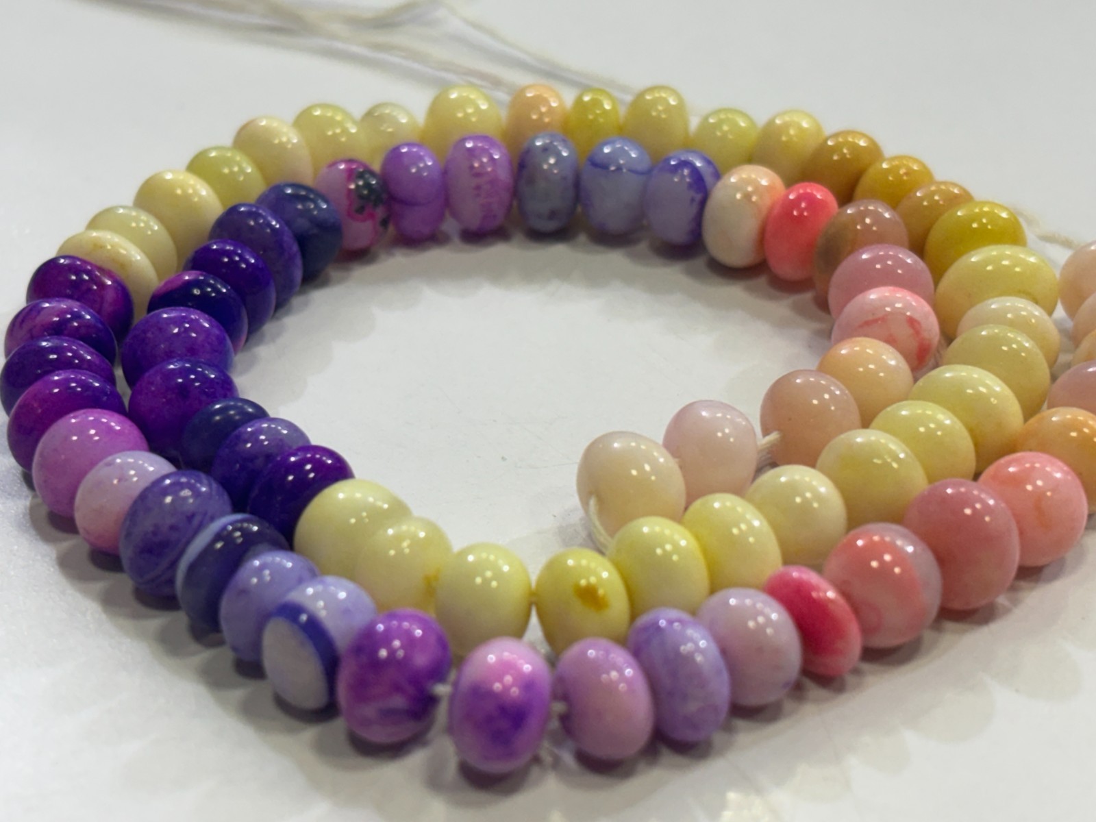 MULTI OPAL BEADS ROUNDELLE 7-8MM SMOOTH GEMSTONE 16 INCH NECKLACE