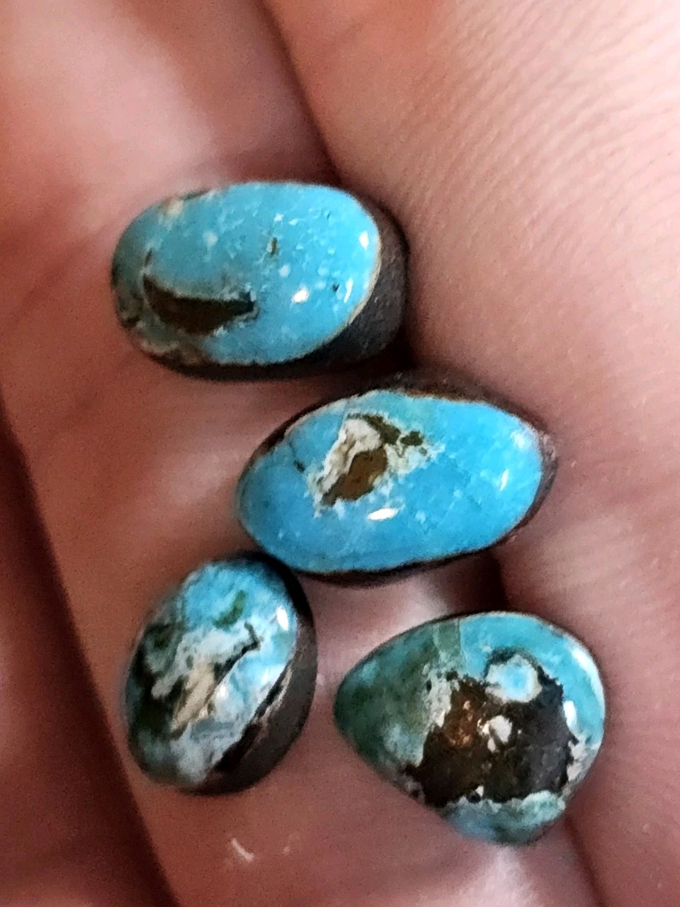 Beautiful Carico Lake Turquoise Robin Egg Blue Cab Lot. 8.05ct. Vintage Natural